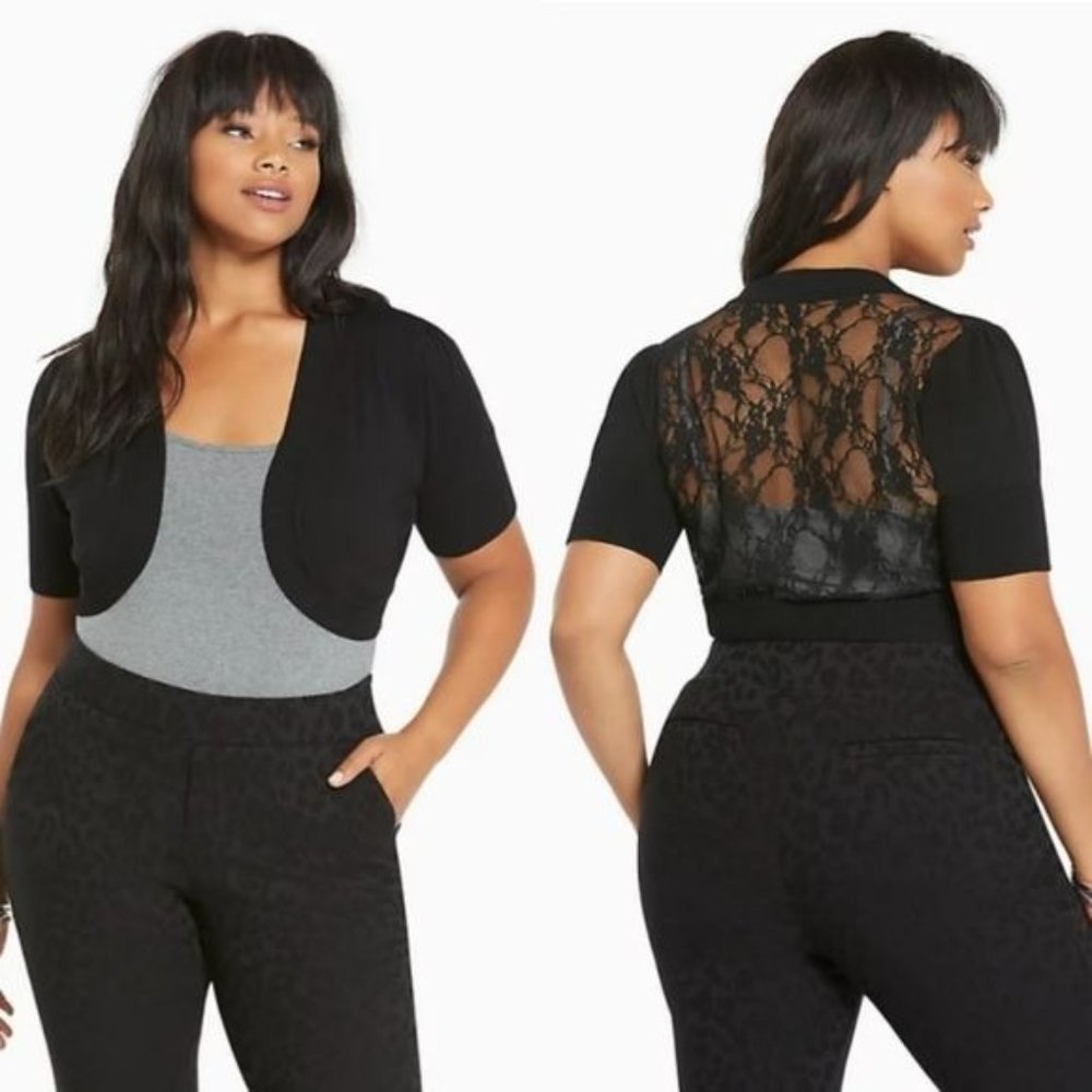 Torrid Women's Size 4 Black Feminine Lightweight Lace Back Shrug